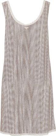 Prada rhinestone-embellished mesh minidress - women - Nylon - 40 - Neutrals