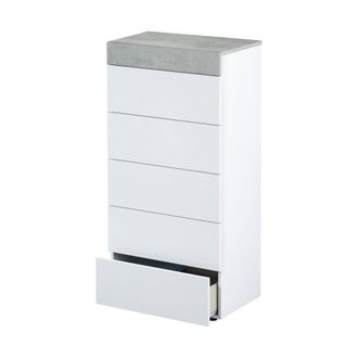 Dmora Cajonera Irving, Semanal Con 5 Cajones, Tocador Para Dormitorio, C&oacute;moda Moderna, Cm 61x40h118, Blanco, Con Embalaje Reforzado - Dmora