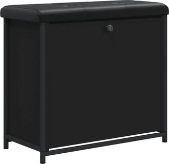 vidaXL Banco Zapatero Con Caj&oacute;n Abatible Negro 62x32x56 Cm Vidaxl