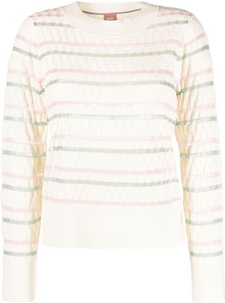 BOSS double-striped knitted sweater - women - Polyamide/Virgin Wool/Polyester/Elastane - M - White