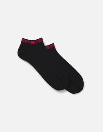 HUGO BOSS Mens 2 Pack of Branded Cuff Socks - Black - Size: 6/6.5/7/8/7.5/8.5/9/9.5/10/10.5/11