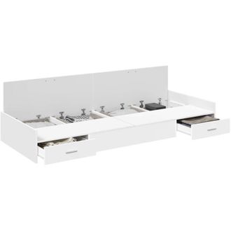 vidaXL Cama Con Almacenamiento Blanco 90 X 200 Cm Madera Contrachapada Vidaxl