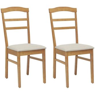 vidaXL Dining Chair 2 pcs Natural and Light Solid Rubber Wood vidaXL