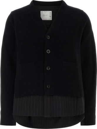 sacai Black Wool Cardigan