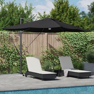 Berkfield Home Cantilever Umbrella - Black Polyester, Powder-Coated Steel Large