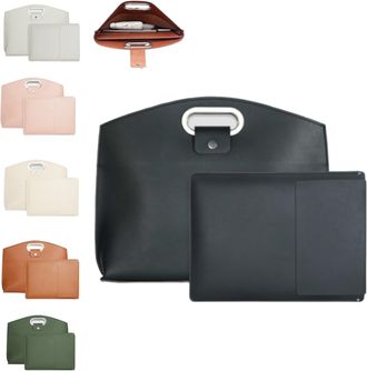 Generic 2PCS Womens Laptop Tote Bag Set,Waterproof Leather 14-16in Handbag,Large Work Tote Bag Briefcase for Laptops and iPad Cases (Black)