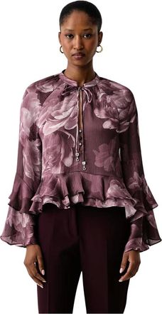 Guess Blusa con volantes Nicole - Blouses & Shirts - Mujer - Rosa - XL