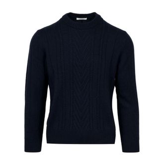 Paolo Pecora Truien & Vesten, Heren, Blauw, S, Wol, Blauwe Merinowollen Trui met Ribpatroon