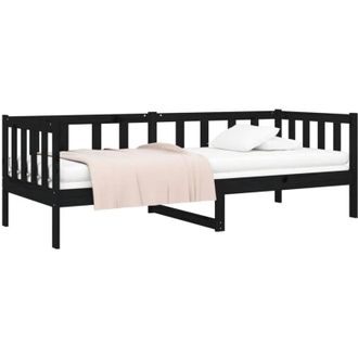 vidaXL Day Bed without Mattress Black 80x200cm Solid Wood Pine Vidaxl