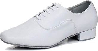 MGM-Joymod Mens Classic Lace-up Salsa Tango Samba Jazz Rumba Ballroom Latin Modern Dance Shoes (White 2.5cm) 12 M UK