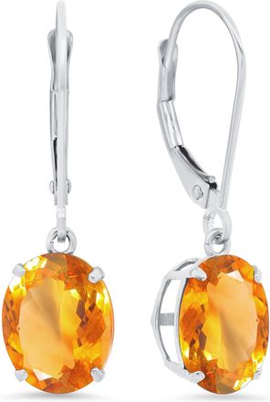 MAX + STONE 14k Yellow or White Gold 8x10mm Oval Gemstone Dangle Earrings with Leverbacks