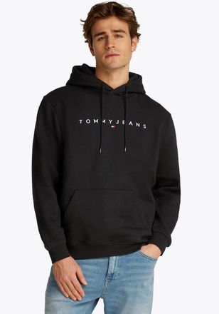 Tommy Jeans Hoodie TOMMY JEANS TJM REG LINEAR LOGO HOODIE EXT, Herren, Gr. L, schwarz, Sweatware, Obermaterial: 80% Baumwolle, 20% Polyester, regular fit h&uuml;ftlang
