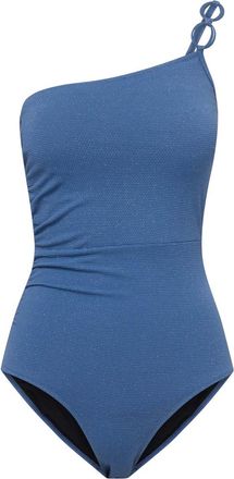 Change of Scenery Kara One Shoulder Ring Trim One-Piece Swimsuit in Steel Blue Metallic at Nordstrom, Size X-Small