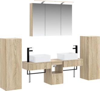vidaXL Set Di Mobili Per Il Bagno 6 Pz Rovere Sonoma Vidaxl