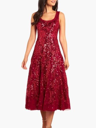 Needle & Thread Sequin Ribbon Scoop Neck Ballerina Dress in Red at Nordstrom, Size 14