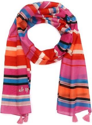 Kate Spade New York sunny stripe cotton & silk oblong scarf in Carousel Pink at Nordstrom Rack