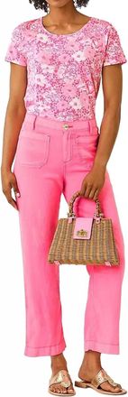 Lilly Pulitzer Amiko High Rise Linen Pant In Cherry Blossom Pink