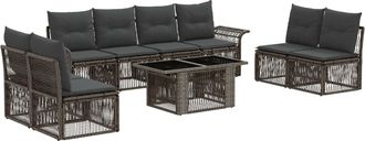 vidaXL Conjunto De Sof&aacute;s De Jard&iacute;n 9 Uds. Gris Y Gris Oscuro Vidaxl