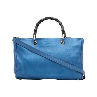Gucci Pre-owned Medium Calfskin Bamboo Shopper Satchel - - Pre-owned - Donna - Blu - ONE SIZE