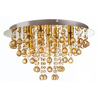 Netlighting London 46cm Ceiling Light Gold Colors Acrylic Crystal Gold 5x E14