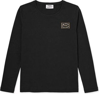 Freddy T-shirt manica lunga in cotone e modal con patch e strass