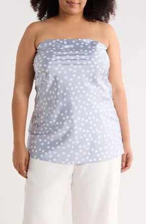 Renee C Polka Dot Strapless Tunic Top in Steel Blue at Nordstrom Rack, Size 2X