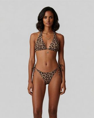 Lords of Harlech Leopard Brown Womens Bikini Top at Nordstrom, Size Xx-Large