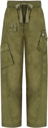 Ganni Duchesse Pants - Dames - Straight fit broeken - Groen - XS - Nylon - Broeken