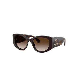 Chanel Oval Sunglasses - female - Chanel - Sunglasses - Brown - 53 MM - Accessories