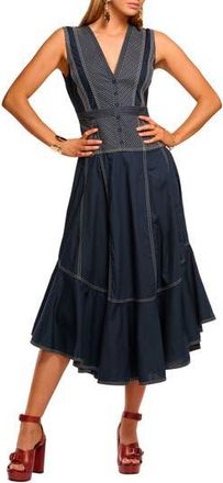 Ramy Brook Grega Sleeveless Cotton Fit & Flare Dress in Navy at Nordstrom Rack, Size 6