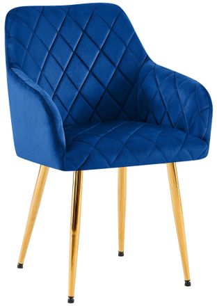 Clp Clp - Silla De Comedor Monett De Terciopelo Azul Oscuro Metal Oro