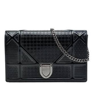 Dior Pre-owned Wallet On Chain - Dames - Pre-owned - Zwart - Maat: ONE Size Leer