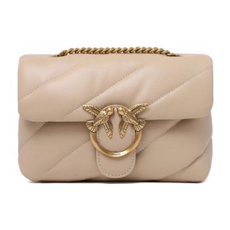 Pinko Mini Love Puff - Dames - Schoudertassen - Beige - ONE Size - Leer - Tassen
