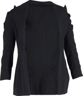 Yohji Yamamoto Single-Breasted Sleeve Detailed Blazer in Black Wool