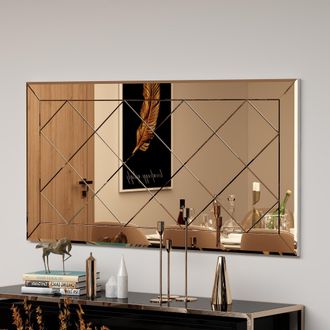 Dmora Espejo Sormano, Detalles Geom&eacute;tricos, Forma Rectangular, Estructura Transparente, 60x120h Cm Marr&oacute;n Bronce