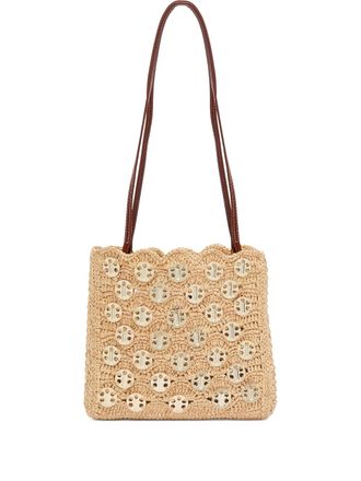 Paco Rabanne scalloped appliqu&eacute; shoulder bag - Beige
