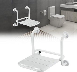 OEM Taburete De Ducha Plegable Con Soporte De Pared, Altura Regulable, Color Blanco. Dimensiones: 42 X 35 X 44 Cm (ancho X Profundidad X Alto)
