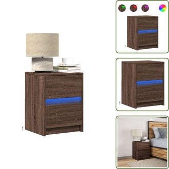 vidaXL Luci led rgb - vidaXL Comodino con Luci LED Rovere Marrone in Legno Multistrato - Comodino per camera da letto
