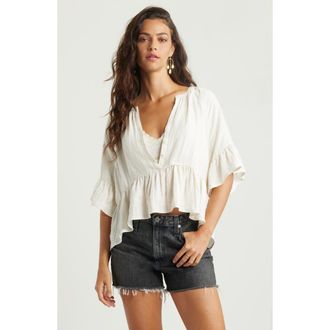 Treasure & Bond Ruffle Peplum Top in Ivory Egret at Nordstrom Rack, Size Large