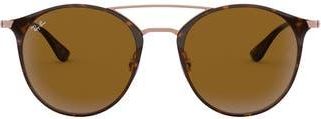 Ray-Ban Highstreet 52mm Round Brow Bar Sunglasses in Copper Tortoise at Nordstrom Rack