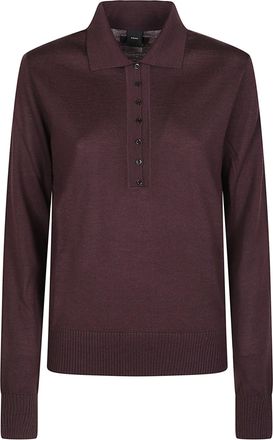 Pinko Vaduz Long Sleeve Wool-Blend Polo Shirt