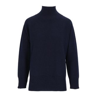 KANGRA Dolcevita raglan met splitten - Dames - Coltruien - Blauw - L - Wol - Truien & Vesten