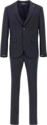 Manuel Ritz Blauw pak met inkeping revers - Heren - Business pakken - Blauw - XS - Kostuums