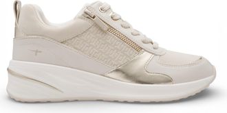 Tamaris Tamaris Womens Womens White Gold Platform Trainers Sneaker Zip Lace-Up Running Shoes - Ivory - Size EU 42