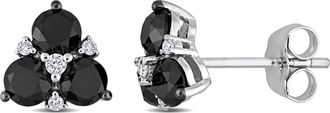 Mimi & Max 1 1/2 CT TW Black and White Diamond Stud Earrings in 10K White Gold
