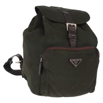 Prada Front Pocket Tessuto Khaki Nylon Backpack Bag (Pre-Owned)