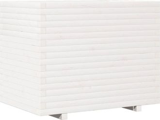 vidaXL Jardinera Madera Maciza De Pino Blanco 90x60x72,5 Cm Vidaxl