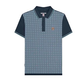 Lambretta Heren SS24 Houndstooth Poloshirt (Marine)