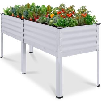 Best Choice Products 72x24x30in Non Toxic Elevated Galvanized Metal Garden Bed Corner Protectors
