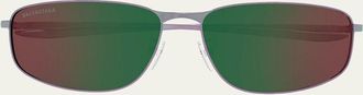 Balenciaga Mens BB0494SA-005 Metal and Nylon Rectangle Sunglasses